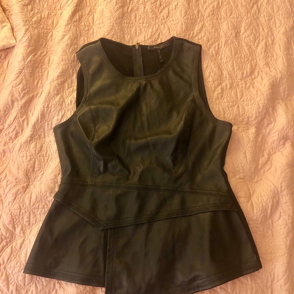 tori faux leather peplum top